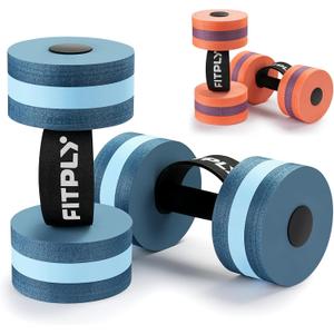Aquatic Pool Dumbbells for Exercise - EVA Foam Pool Weights, 2PCS Lightweight Dumbbells, Swim Weights and Water Aerobics Equipment (Dark Blue)
