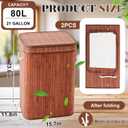 2 Pack 21 Gallon Bamboo Slim Trash Can with Lid Large Foldable Slim Rectangular Garbage Can Bamboo Waste Basket for Bathroom Bedroom Office Home Salon Spa (Coffee)