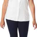 French Toast Women's Junior's Fitted Wrinkle-Resistant Oxford Shirt with Short Sleeves (White)