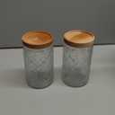 35oz/1000ml Glass Storage Jars with Nature Wood Lids, Airtight Food Storage Containers for Kitchen Organization, Large Capacity for Cookie, Pasta, Sugar, Flour, Cereal - Set of 2 (pattern)