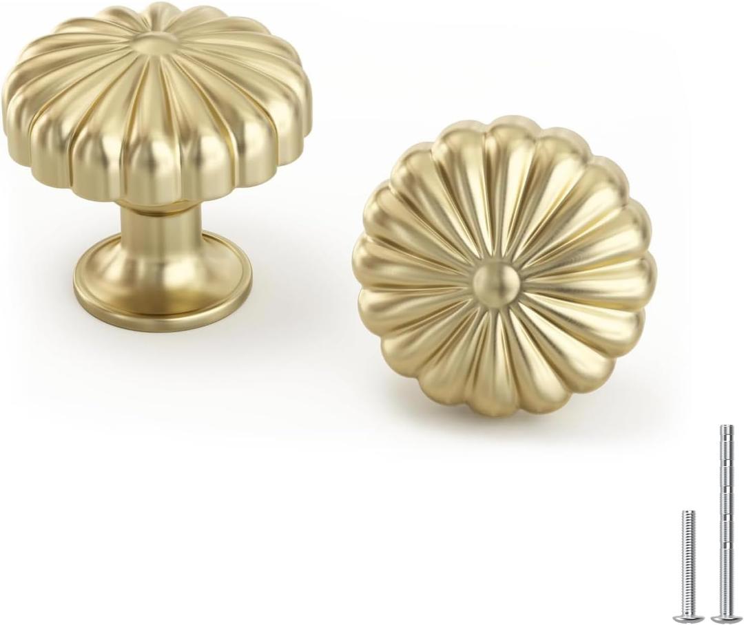 Goldenwarm 3 Pack Gold Cabinet Knobs Dresser Knob for Drawer Hardware Handles and Luxury Pulls for Cabinets Zinc Alloy