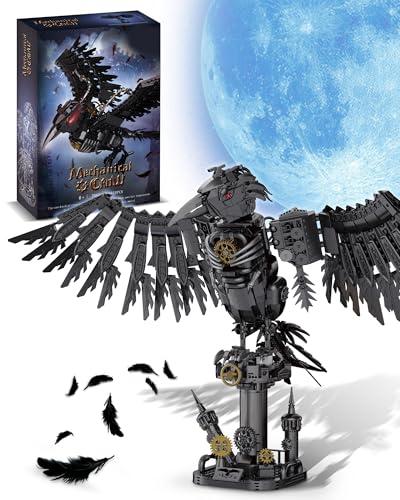 Mechanical Crow Building Block Sets for Adults, Compatible with Lego, Raven Animal Collection Model, Halloween Decor for Home or Office, STEM Toys Gift for Teens Boys and Girls 8-14 (1018PCS)