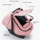 TinlyFinly Waterproof Car Seat Cover for Baby, 2-Layer Car Seat Rain Cover with Clear Window & Sunshade & Mesh Cover, Universal Infant Carseat Canopy for Stroller, Protect from Rain and Snow - Pink