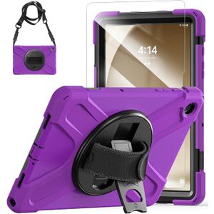 TSQQST Samsung A9 Plus Tablet Case 11 Inch 2023 for Kids with Screen Protector+Stand+Hand Shoulder Strap | Silicone Defender Case for Samsung Galaxy Tab A9+ Plus SM-X210/X216/X218-Purple