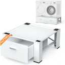 SKM Washer Dryer Pedestal Base - 28" Appliance Elevator Stand with Storage Drawer, Heavy Duty Steel, 14.2" Height, White (For Front-Load Washers & Dryers)