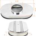 15" Oval Partial Finned Aluminum Air Cleaner Assembly Kit, Polished Air Cleaner for Carburetor with Filter Element