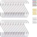 Evanda S Hooks for Hanging Pack of 30, Heavy Duty Stainless Steel Metal Mutil Purpose Hanger for Kitchen Pans, Pots, Utensils Tooks, Cups, Mugs, Clothes, Bags, Towels, Plants
