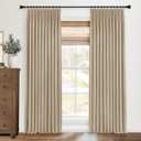 Pinch Pleated Blackout Curtains 96 Inches Long, Linen Blend, 100% Blackout Drapes with 20 Hooks, Ideal for Bedroom and Living Room, 40" W x 96" L (Pack of 2), Grey Beige