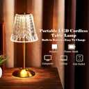 Liliful 8 Pcs Cordless Table Lamp Rechargeable Touch LED Small Gold Portable Battery Operated USB-c Desk Lamp 3 Color Dimmable for Bedroom Living Room Dining (Gold,Classic Style)
