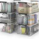 WYT Clear Storage Latch Bins, 6-Pack Storage Organizer Box with Handle and Lids, 5-Litre