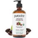 PURA D'OR 16.9 Oz Organic Jojoba Oil (GLASS BOTTLE) USDA Certified - 100% Pure & Natural Moisturizer - Cold Pressed, Unrefined, Hexane Free Base Carrier Oil For DIY Skin Care, Hair, Face & Nails
