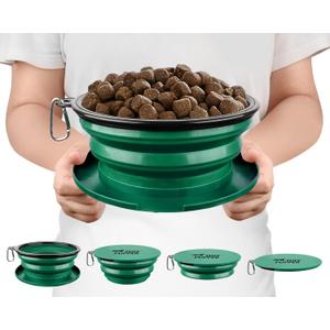 Tuff Pupper SuperBigSlurp Collapsible Dog Bowls, Extra Large Capacity, Portable, Food Safe, Odorless, Non-Toxic Silicone (Quetzal Green)
