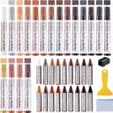 DEWEL Wood Markers Furniture Repair, 18 Colors Furniture Markers Touch Up and Wood Filler Sticks, Wood Scratch Repair Kit for Laminate Floor, Cabinet, Wooden Door, Wood Finish Stain