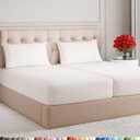 Split King Size 5 Piece Sheet Set - Comfy Breathable & Cooling Bed Sheets Set - Hotel Luxury Bedding for Women, Men, Kids, Teens, Boys & Girls - Deep Pockets & Wrinkle Free - Oeko-Tex - Antique White