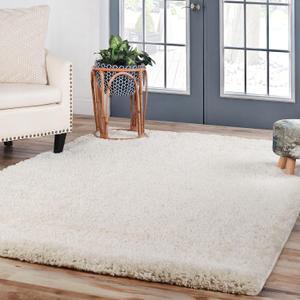 Superior Indoor Large Shag Area Rug with Cotton Backing, Ultra Plush and Soft, Fuzzy Rugs for Living Room, Bedroom, Office, Playroom, Kids, Home Floor Decor, Berlin Collection, 5' X 8', Ivory