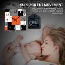 ArtSocket Wooden Wall Clock Silent Non-Ticking, Abstract Orange Black Grey Geometric Minimalist Checkered Square Rustic Wall Clocks Decor for Home Kitchen Living Room Office, Battery Operated(12 Inch)