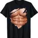 Chest Six Pack Abs Muscles Bodybuilder T-Shirt Large