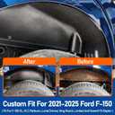 Rear Wheel Well Liners for 2021-2025 Ford F150 (Not for Raptor), 2PCS Rear Inner Fender Liners Tire Guards, No Drilling Required, Heavy Duty Splash Shield Wheel Well Guards, F150 Accessories