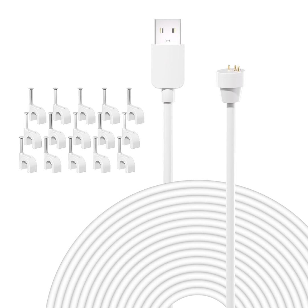Power Cable Compatible with Google Nest Cam Power Cable 23FT Weatherproof Charging Cord with Power Adapter for Nest Cam Outdoor/Indoor (Battery 2nd Gen) - 5V 2A Outdoor Charger Cable