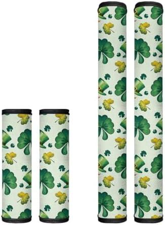 Depleadofei St Patrick's Day Refrigerator Door Handle Cover Set of 4 Green Leaves Print Replacement Kitchen Appliance Gloves Keep Off Fingerprints Food Stains