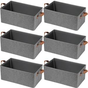 6 Pack Storage Cubes Organizer with Reinforced Steel Frame ,Collapsible fabric storage bins,Large Storage Baskets for Organization, Closet, Shelves, Offices, Toys, Books.(Gray, 18.5"x11"x7.9")