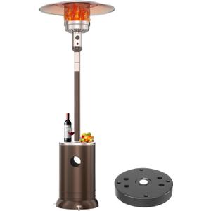 50,000 BTU Patio Heater - Propane Patio Heater with Sand Box, Double-Layer Stainless Steel Burner, Round Table Design Space Heater, Outdoor Heaters with Wheels for Garden and Patio, Brown