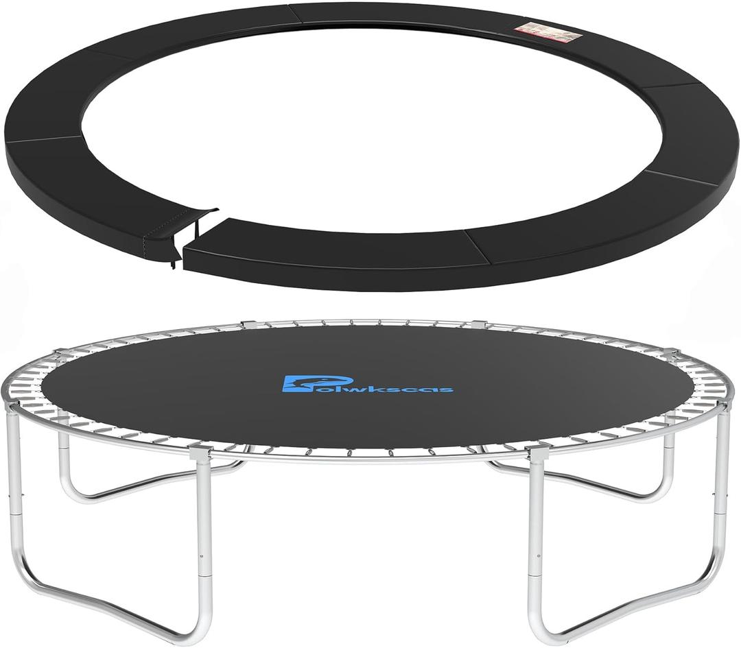 Trampoline Pad 12ft Trampoline Replacement Safety Pad, Waterproof and Tear-Resistant Safety Spring Cover Round Frame Pad, Trampoline Pad Replacement (Black)