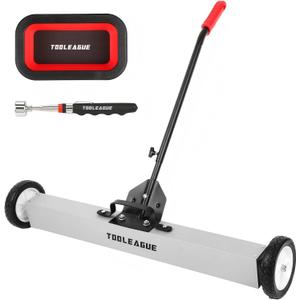TOOLEAGUE 36" Rolling Magnetic Sweeper with Wheels,Telescoping Adjustable Handle,55LBS Capacity Large Magnet Roller,Magnetic Foldable Tray, 25LBS Pickup Pen,3Pcs Magnet Sweeper Set