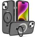 Pack of 5, 2 in 1 Magnetic Stand for iPhone 15 Case [Military Grade Drop Tested] Metallic silicone soft edge Matte Translucent Back Case