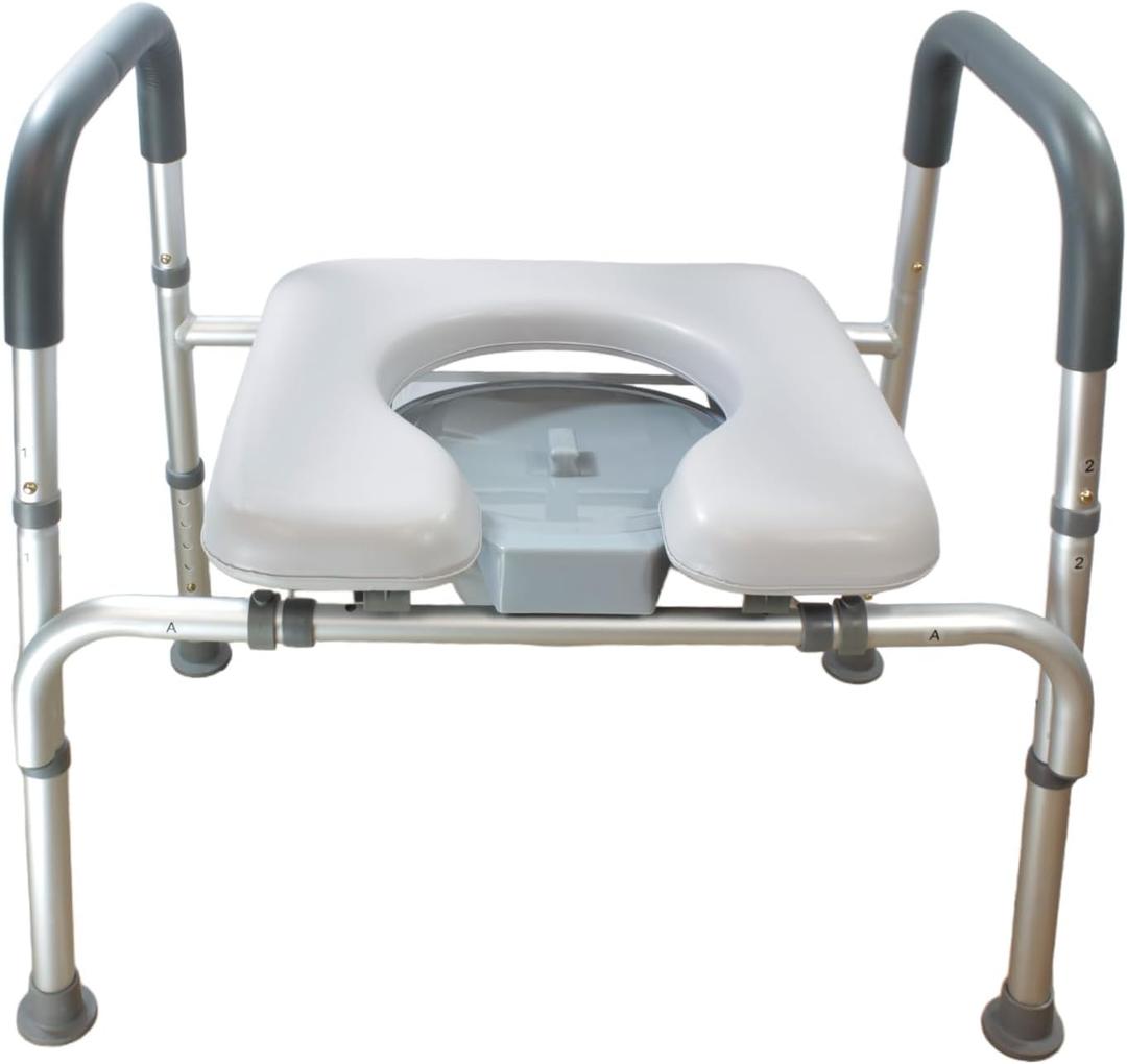 Sylvan Raised Toilet Seat with Adjustable Height, Armrests, and Non-Slip Design - Comfortable & Safe Elevation for Seniors and Individuals with Mobility Challenges