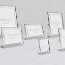 MIMOSA MOMENTS 8x10 Silver Metal Floating Picture Frame, Double Glass Tabletop Display, Modern Minimalist Photo Frame for Home & Office Decor
