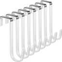Mars-Rock Over The Door Metal Hooks with Plastic Coating 5.5" Fit 0.5" to 1 3/8" Door 8 Pcs Heavy Duty Single Towel Robe Rack Wreath Bathroom Shower Hanger Shoe Organizer Ironing Board Short White