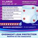 LivDry XL Overnight Adult Diapers for Women and Men, Incontinence Underwear, X-Large, 12-Pack