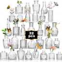 Glass Bud Vase Set of 32PCS Wedding Centerpieces for Tables,Mini Clear Bud Vases for Flowers,Small Flower Vases Suitable for Birthday Party,Anniversary,Wedding,Baby Shower (Clear, 30PCS)