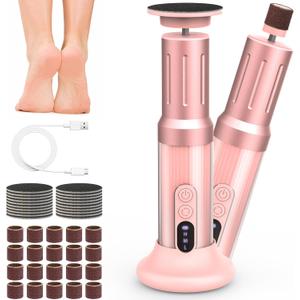 Electric Foot Callus Remover Cordless Electric Foot Filer Kit with 6Speeds Chagring Dock Callus Remover for Women Feet and Nail (Pink)