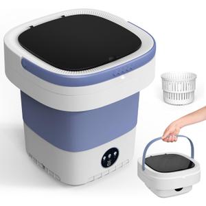 Portable Washing Machine, 12L Upgraded Mini Washing Machine With Spin Basket, Foldable Washer Cleaning for Underwear, Baby Clothes Socks and Small Items, Small Washer for Apartments, Dorm,RV (Purple)