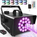 MOSFiATA 1200W Fog Machine, Smoke Machine with 18LED Lights and 6000CFM Fog with Wireless Remote Control Perfect for Wedding, Festival, Party and Stage Effect