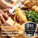 2 x 2PCS Multifunctional Vegetable Peeler, 3-in-1 Stainless Steel Vegetable Peeler with Wooden Handle and Bottle Opener, New Kitchen Gadgets for Fruit Veggie Potato Pumpkin Apple Carrot