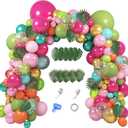 158Pcs Tropical Balloon Arch Garland Kit, Hawaiian Luau Aloha Flamingo Party Decorations Olive Green Hot Pink Orange Rose Gold Confetti Balloons Palm Leaves Birthday Baby Shower Summer Beach Supplies, 5-18 Inches