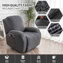 Genina Recliner Chair Cover, Stretch Reclining Chair Covers, Recliner Sofa Slipcovers Stripe Jacquard Lazy Couch Covers Furniture Protector Covers for Pet Kid (1 Seater, Dark Gray)