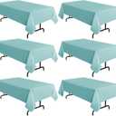 sancua 6 Pack Turquoise Tablecloth 60 x 102 Inch, Rectangle Table Cloth for 6 Feet Tables - Stain and Wrinkle Resistant Washable Polyester Table Cover for Dining Tables, Buffet Parties and Camping