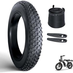 OUXI 20x4.0 Fat Tire Tube, Puncture Resistant Folding MTB Replacement Tire, 20x4.0 Fat Tyre for MTB and Ebikes, All-Terrain Directional Tread Bicycle Tires and Tubes