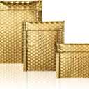 50 Pieces Bubble Mailers 3 Sizes Self Seal Adhesive Poly Mailers Metallic Foil Glitter Padded Shipping Bubble Envelopes for Valentine Mailing Packing Small Business(Gold)