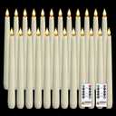 Homemory 24 Pcs Waxy Flameless Taper Candles with Remote, Led Flameless Candlesticks Classic Tall Candle, Flickering Battery Operated Taper Candles for Bedroom, Dining Room, Ivory, 9.6 inches