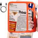 5X 10X Full Page Magnifying Glass for Reading, Rechargeable with 48 Adjustable LED Lights & 3 Light Modes, Comfort-Grip & Lightweight Handheld Magnifier for Seniors, Reading Aid, Low Vision(Orange)