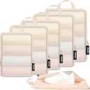BAGAIL 5 Set Ultralight Compression Packing Cubes Packing Organizer for Travel Accessories Luggage Suitcase Backpack(70D FullMesh 5Set Cream)