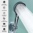 Handheld Shower Head - 3 Modes Pressure, 258 Anti-clog Nozzles,Stainless steel water pipe 59IN, Large 5.1-inch Panel for a More Omfortable shower