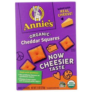 Annie's Organic Cheddar Squares, Baked Cracker Snacks, 7.5 oz, BBD: 22/12/26