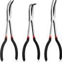 3 Pcs 11 Inch Needle Nose Pliers Set 25 45 90 Bent Nose Pliers for Commodity Production, Hardware Bending and Electronic Assembly