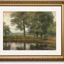 ARPEOTCY Vintage Gold Framed Wall Art, Retro Riverside Landscape Paintings, Canvas Prints Pictures Frame Artwork, Victorian Wall Decor for Living Room Bedroom Bathroom, 13x16 inch